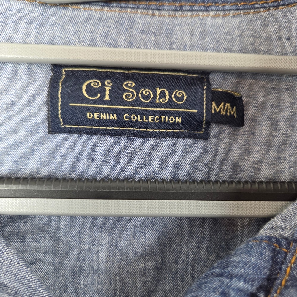 Ci Sono Denim Collection Women Medium Dark Wash TP012 Denim Button Up Shirt‎ - Picture 3 of 9